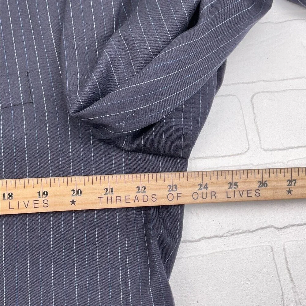 Chaps Ralph Lauren Blazer‎ Men 44 Long Blue Pinstripe Classic Career Wool Jacket